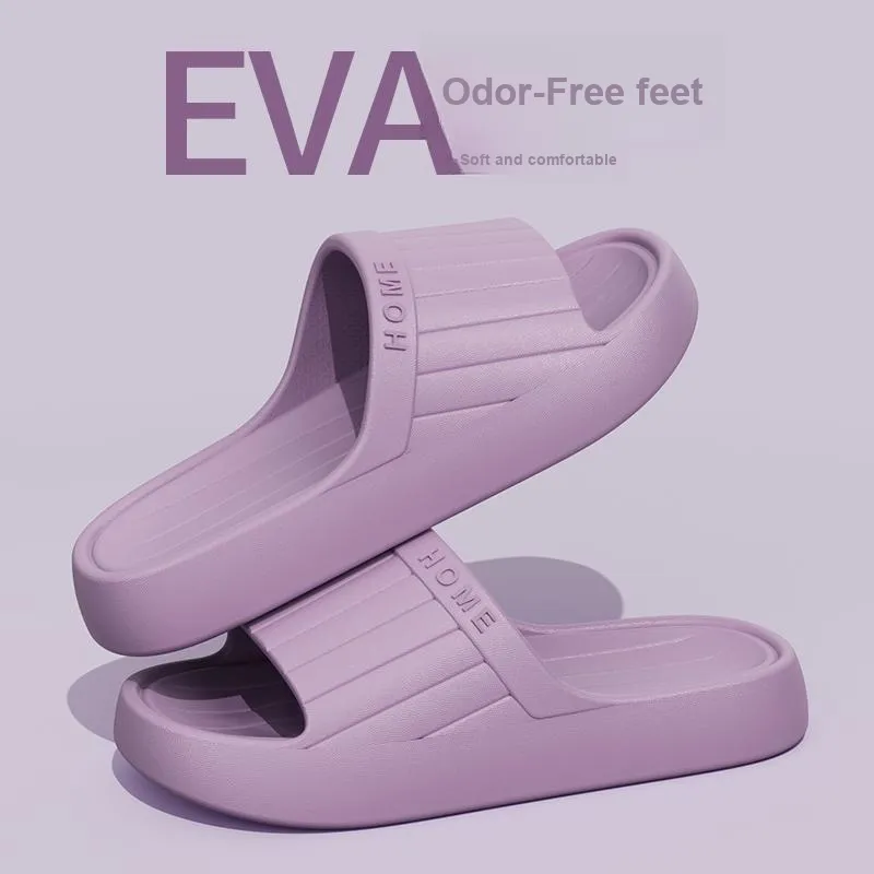 Foot Recreation Minimalist Style Vertical Stripes Letter Comfortable Quiet Slip Resistant Slippers Home Slippers Unisex-17