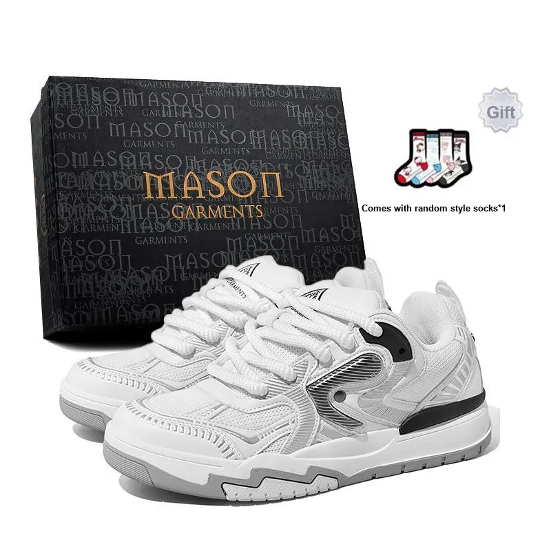Masongarments Cushioned Height Increase Wear-Resistant Lightweight Low-Top Skateboard Shoes Unisex Exclusive Box