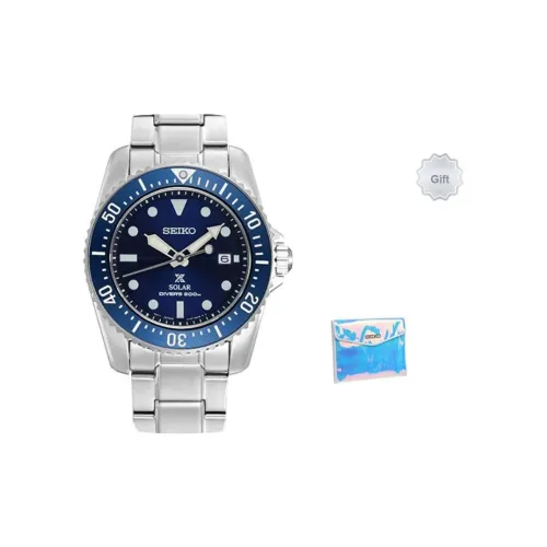 SEIKO Prospe Collection Солнечный механизм Часы Мужские Нержавеющая сталь Ремешок Синий циферблат