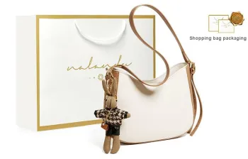 Narandu Cow Leather With Synthetic Leather Crossbody Bag Shoulder Bag Saddle Bag Women's Ecru & Apricot