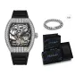 Silver Case Black Dial Silicone Strap[Comes with Cuban Bracelet]