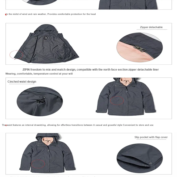 THE NORTH FACE City Outdoor Collection Waterproof And Windproof To Keep Warm Windbreaker Jacket Women's Gray-1