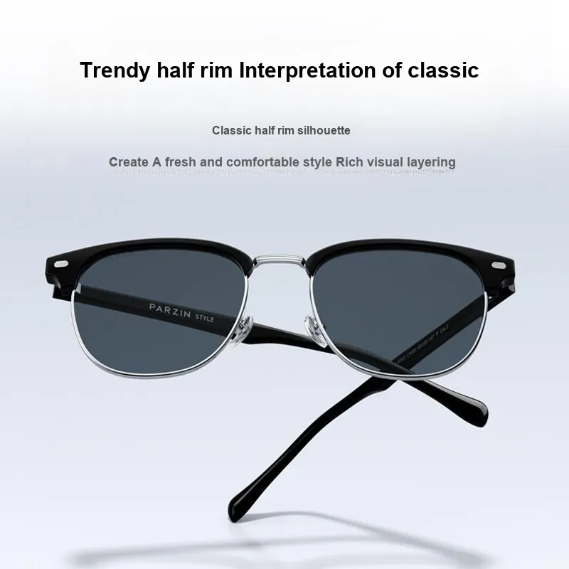 PARZIN Alloy TR/Memory Plastic Plate Frame Browline Sunglasses Unisex-3