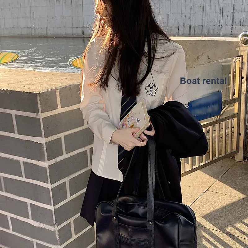 Tokyo Season Shirts Women's Cherry Blossom White Long Sleeved-17