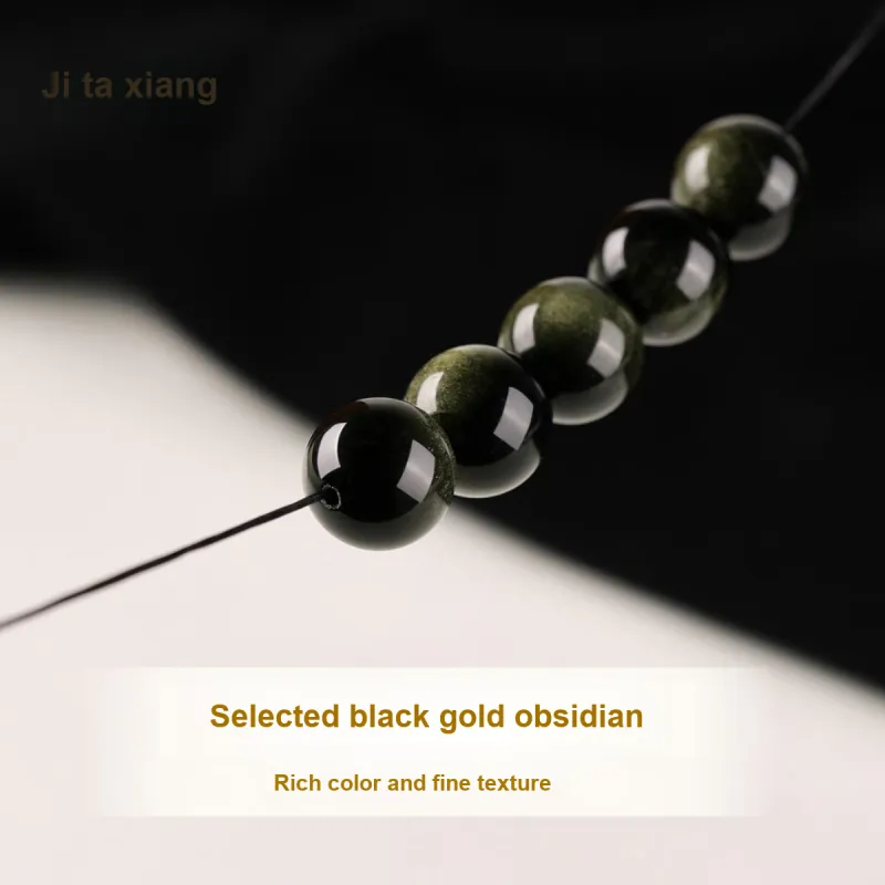 JITAIXIANG Processing Obsidian Bead Unisex-3