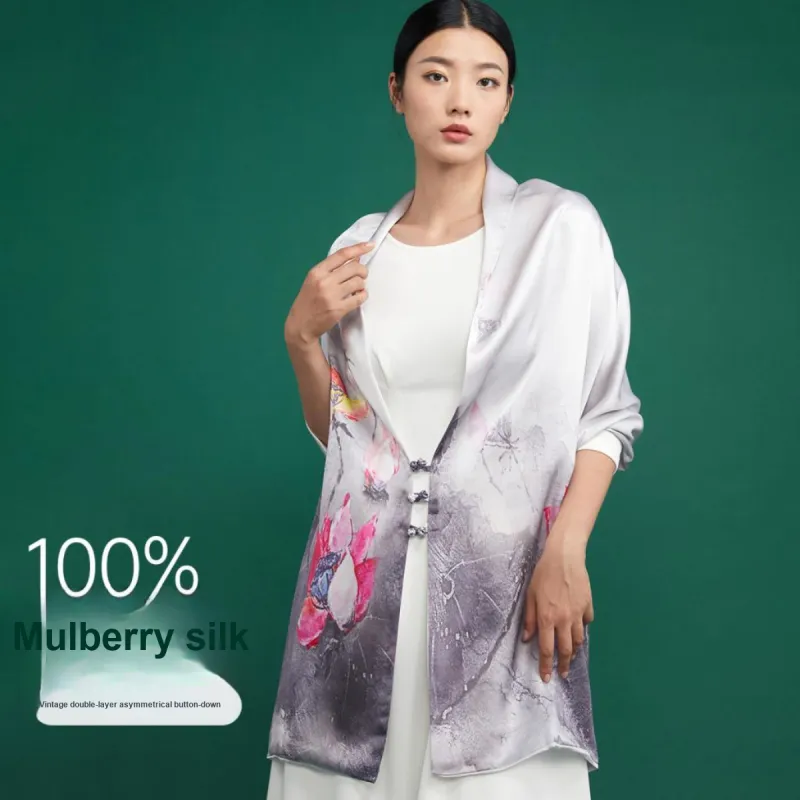 Red Bean 100% Mulberry Silk Scarves Women's-1