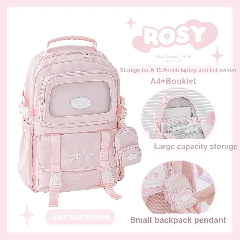 Rosyposy Fabric Backpack Versatile Travel Lightweight Backpack Ins Backpack Regular Unisex Multicolor-3