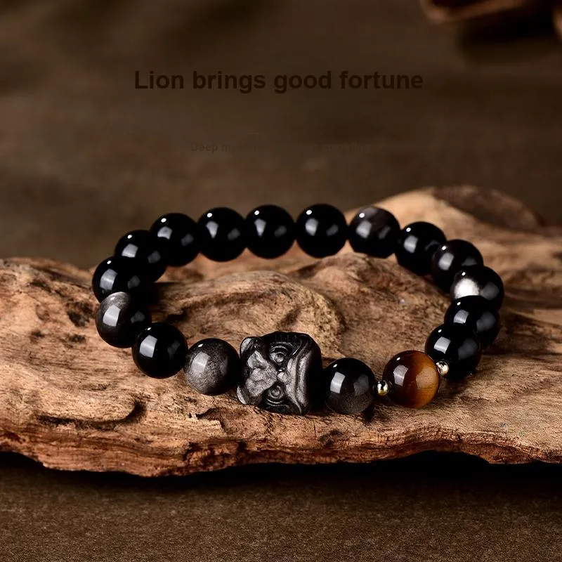 JINLIUFUJIXIANG Obsidian Bracelets Unisex-2
