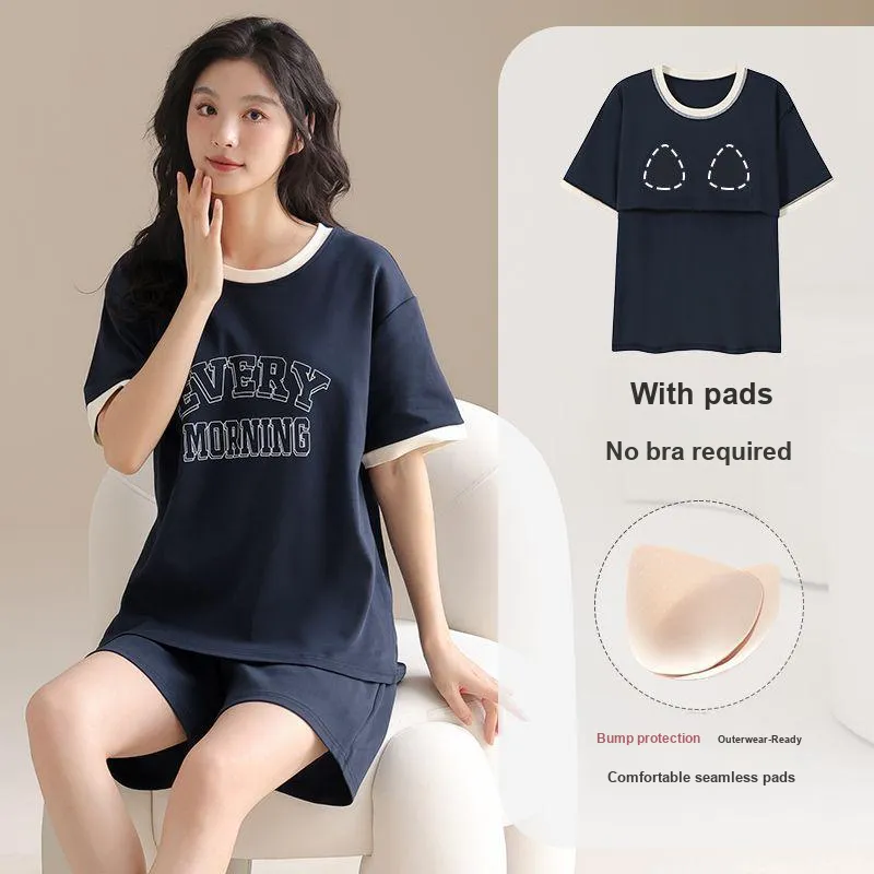 XISHE Pajama Set Women's Navy Blue-1