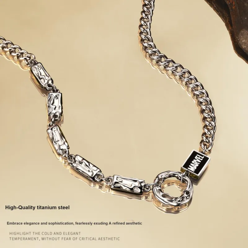 Disney x MARVEL Titanium Steel Couple Necklace For Men And Women's Men's Silver-26