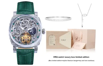 VRQ Faith Series Automatic Mechanical Movement Genuine Leather Strap Watch Women's Watch Cut Out Dial