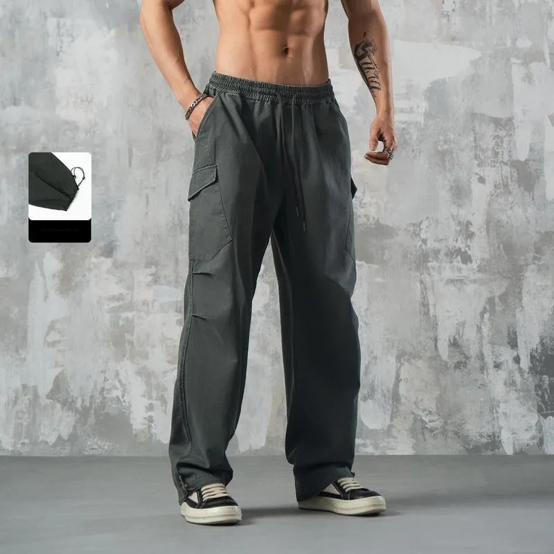 LUJIAMEN Casual Pants Unisex Dark Gray-2