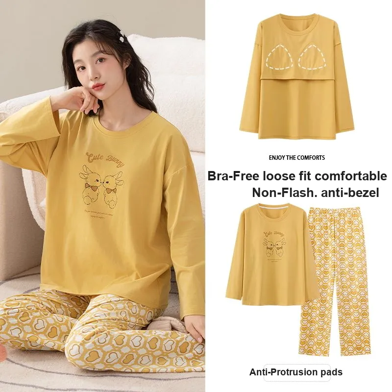 XISHE Pajama Set Women's Yellow-1