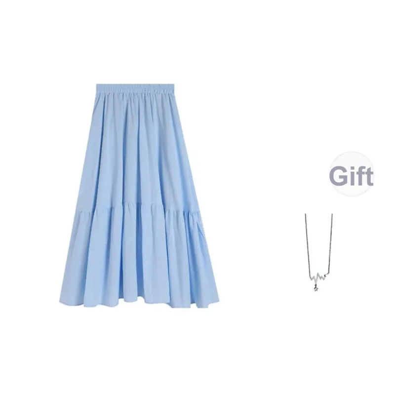 Giyu Casual Long Skirts Women's Sky Blue-1