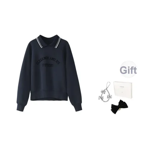 Fstudio Early AUTUMN Корейский стиль Anti Aging Цветовой блок Принт Коммутирование Толстовка Женские