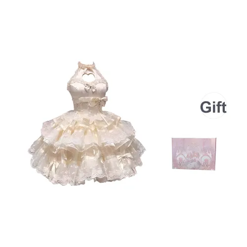 WLEQK Абрикос Коробка Женские Лолита Платья