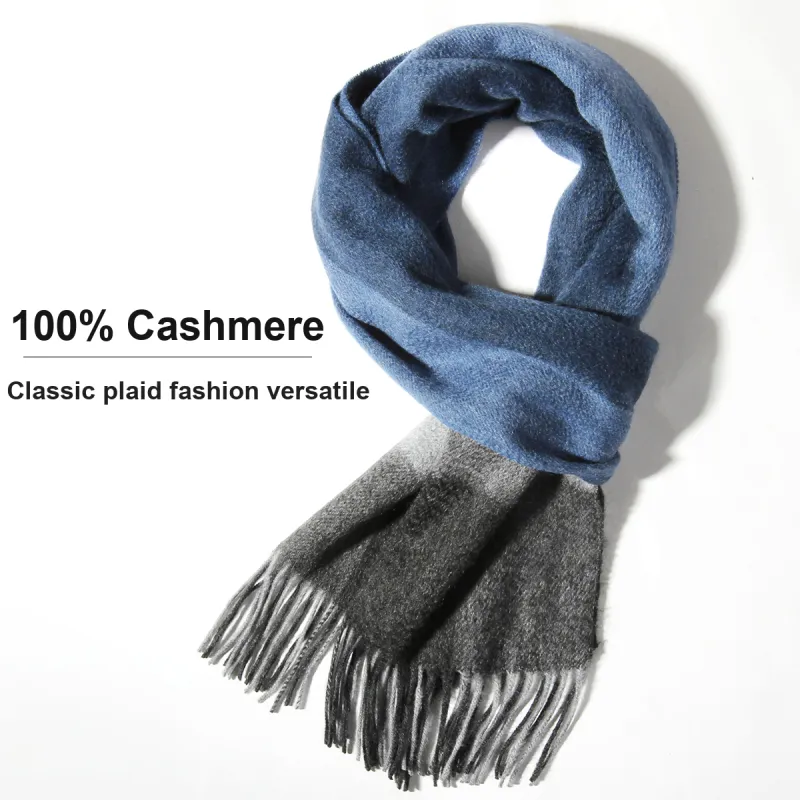 Shanghai Story 100% Cashmere Knit Scarves Unisex Beige And Orange Check Gift Box Set-23