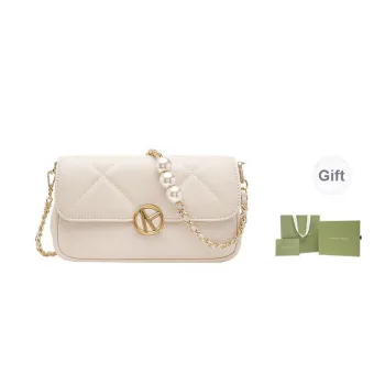 VANESSA HOGAN Lingge Series Cow Leather Shoulder Bag Small Size Women's Ecru/Black/Green