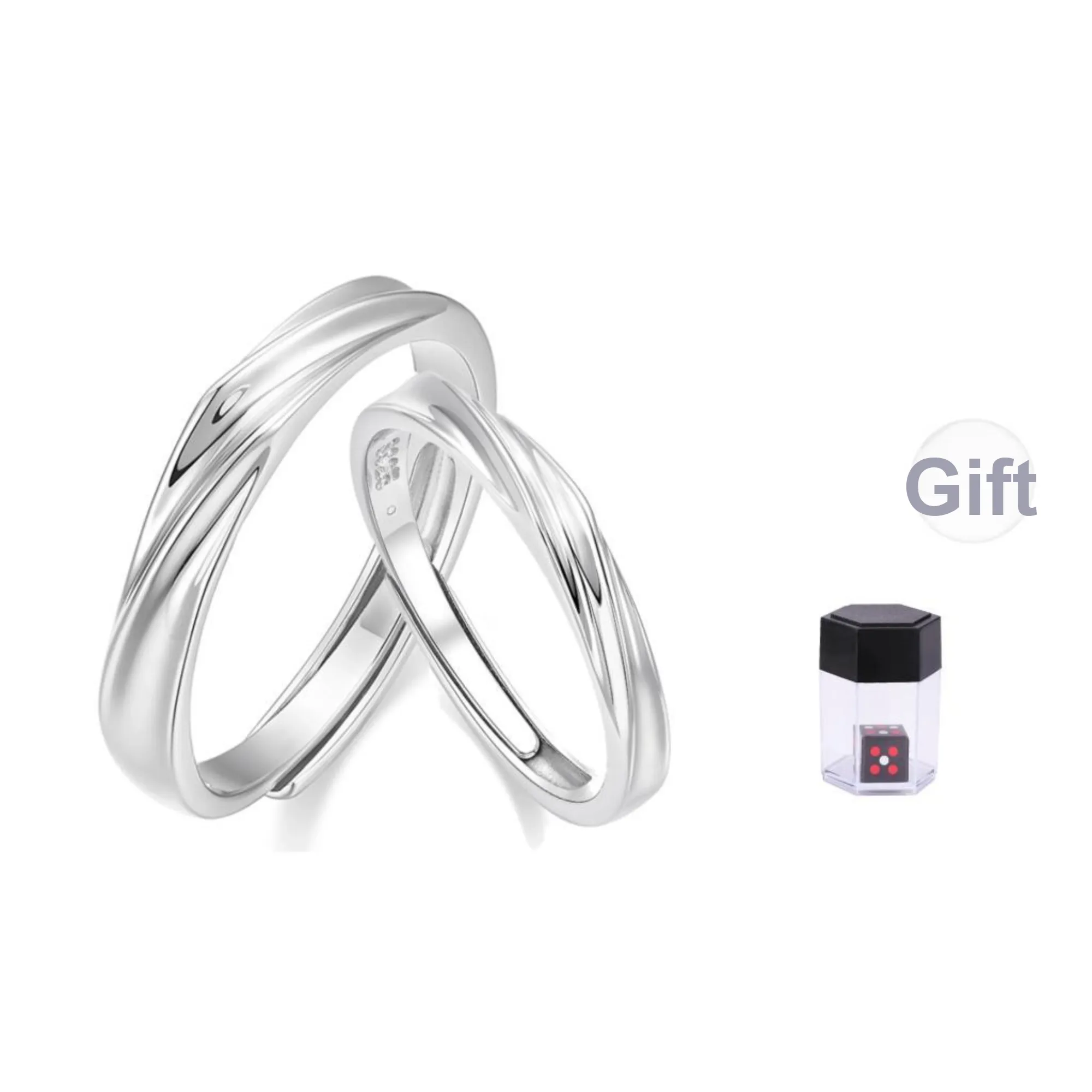 KADER 925 Sterling Silver Rings Unisex Silver White, Box Good Luck