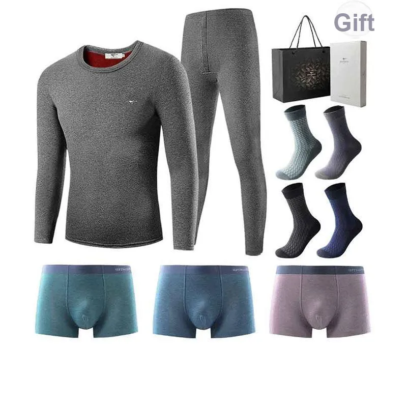 SEPTWOLVES Autumn And Winter Models Thermal Set Men's 8 piece Gift Box
