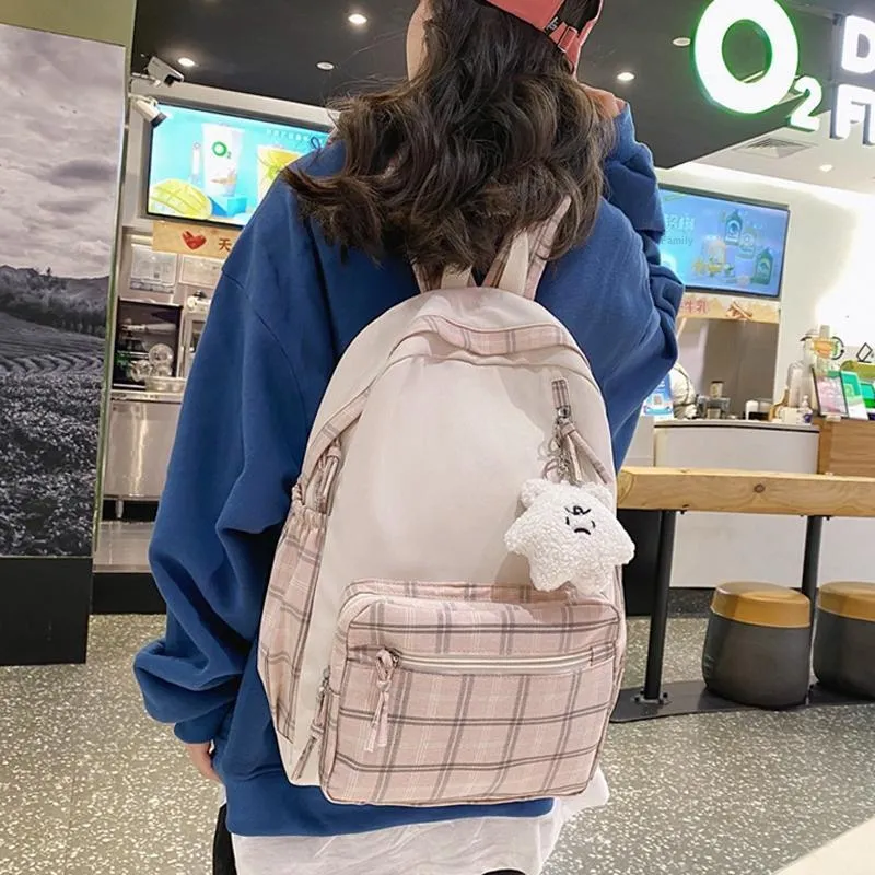 MARKANGARO Fabric Backpacks Large Size Women's Pink-4