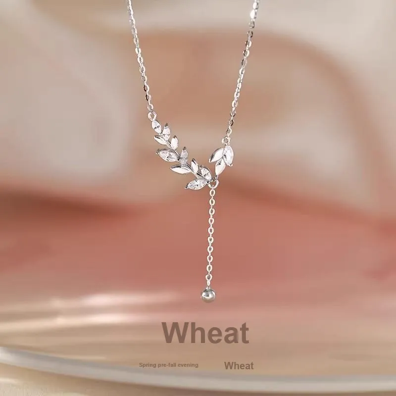 Regalrose 999 Fine Silver Wheat Ear Necklace Women's Silver-2