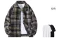 Black Plaid Thickened Puffer Jacket (Comes with Short-Sleeved Shirt)