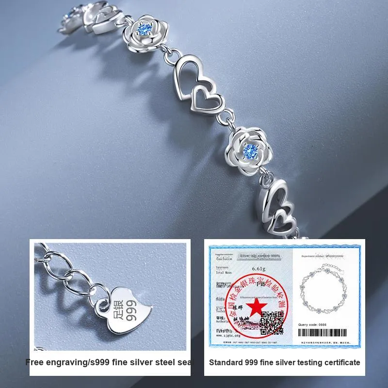 Hurry That Year S925 Silver Zircon Bracelets Women's-3