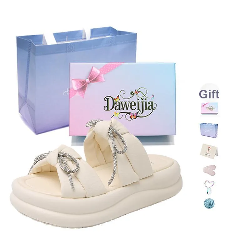 Dawei's House Rubber Sole Slip Resistant Quick Dry Antibacterial Cushioning Slide Slippers Women's Gift Box Set-17
