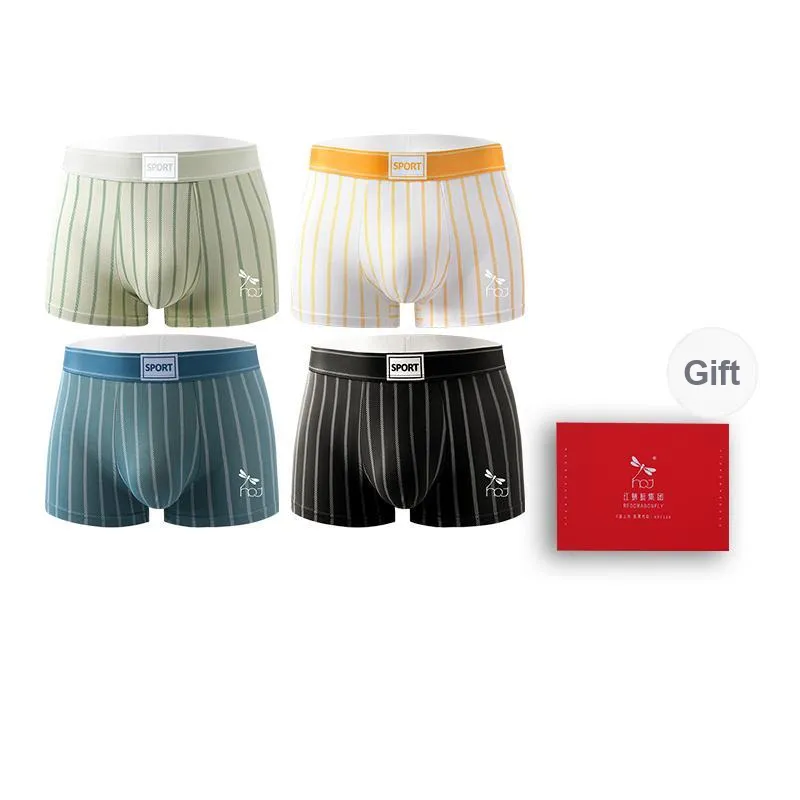 RED DRAGONFLY Cotton Panties Men's 4 Pack Gift Box Set-11