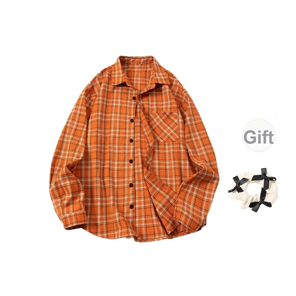 TURN UP Shirt Women's Orange Bowknot Hair Tie Comes With