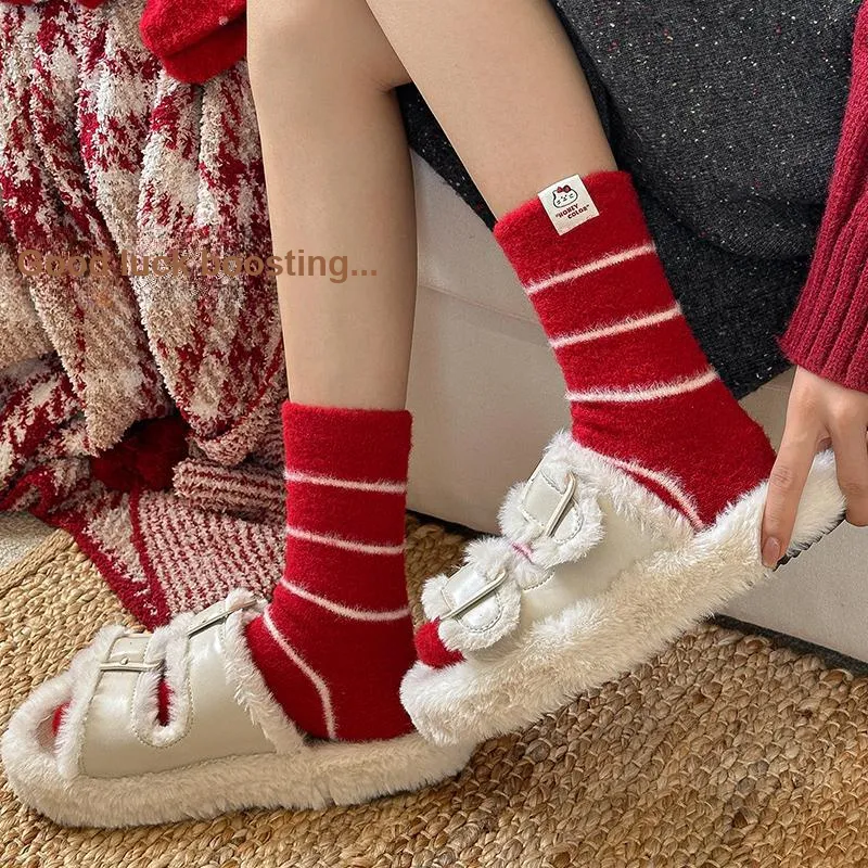 Montagut Mid Calf Socks Women's 4 Pack Red-1