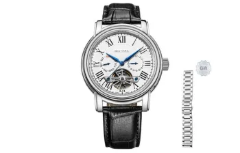 Sea Gull LE BRASSUS Automatic Mechanical Movement Genuine Leather Strap Watch Men's Watches White Dial
