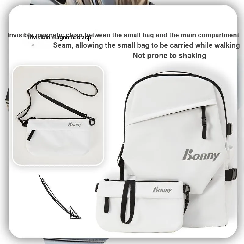 BONNY Badminton Racket Bags 5 Pcs Preppy Style Backpack White Unisex Independent Shoe Compartment-1