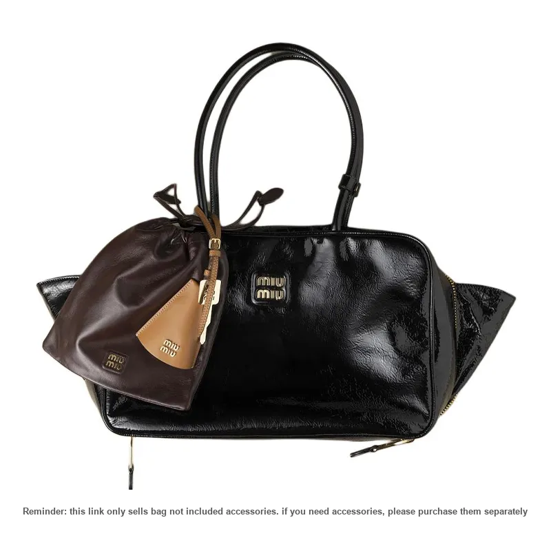 MIU MIU Sheepskin Handbag Women's Black-5