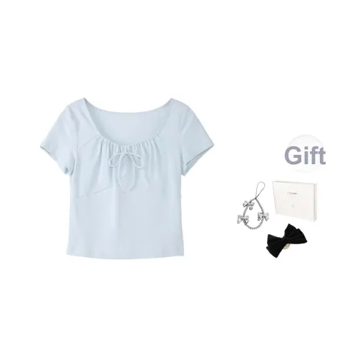 Fstudio Летний Корейский стиль Круглый вырез Модный Универсальный Короткий рукав T-рубашки Женские