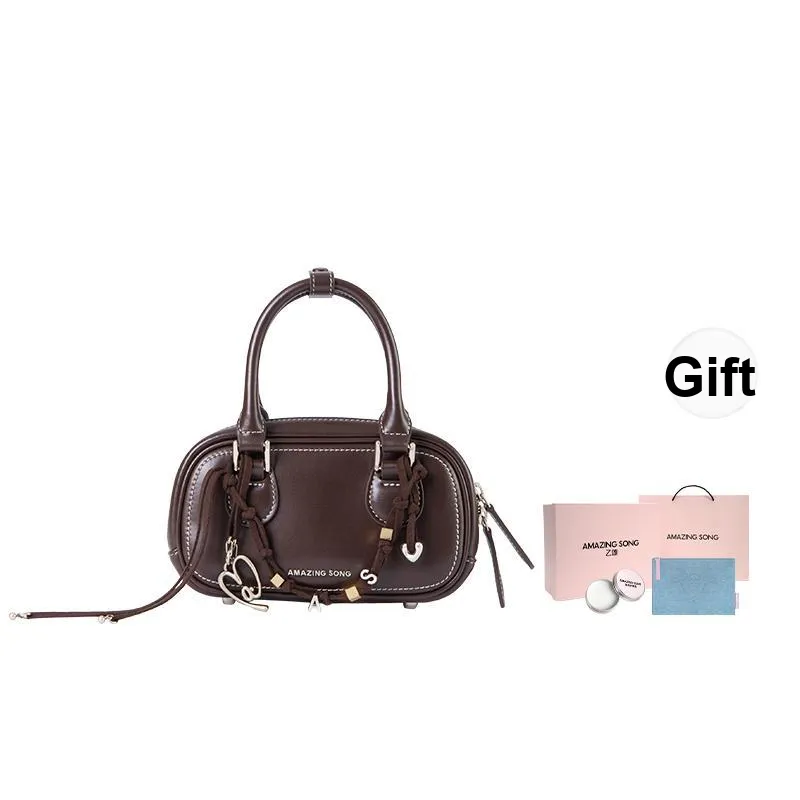 AMAZING SONG Cow Leather Commute Date Campus Shoulder Bag, Crossbody Bag, Handbag Women's Multicolor-6