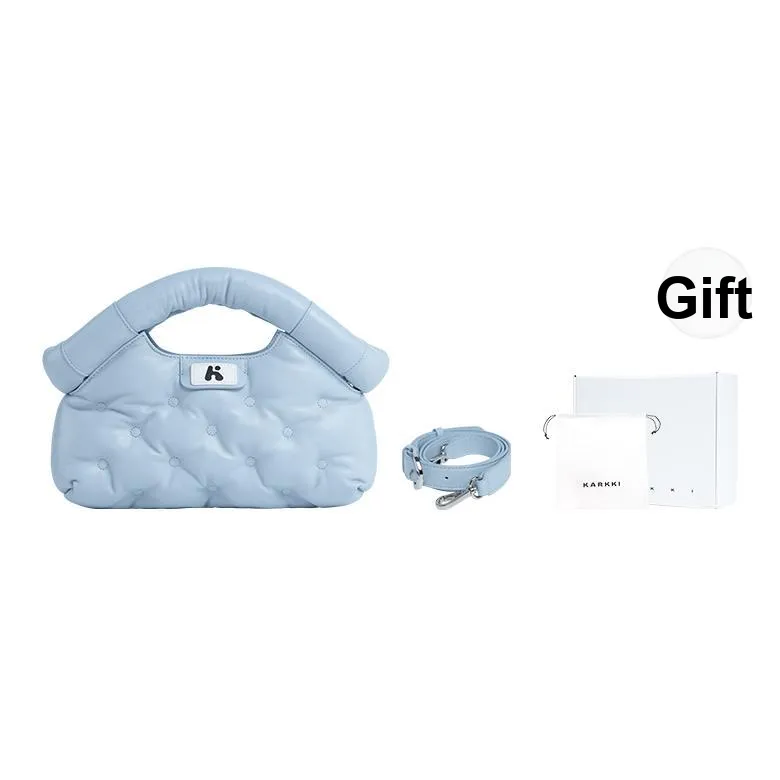Karkki Lambskin Fashion Premium Designer Style One Shoulder Handbag Women's Summer Blue
