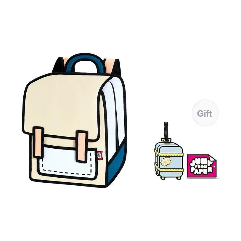 JumpFromPaper Polyester Backpack College Expansion Edition Large Size Unisex Pink/Ecru/Black