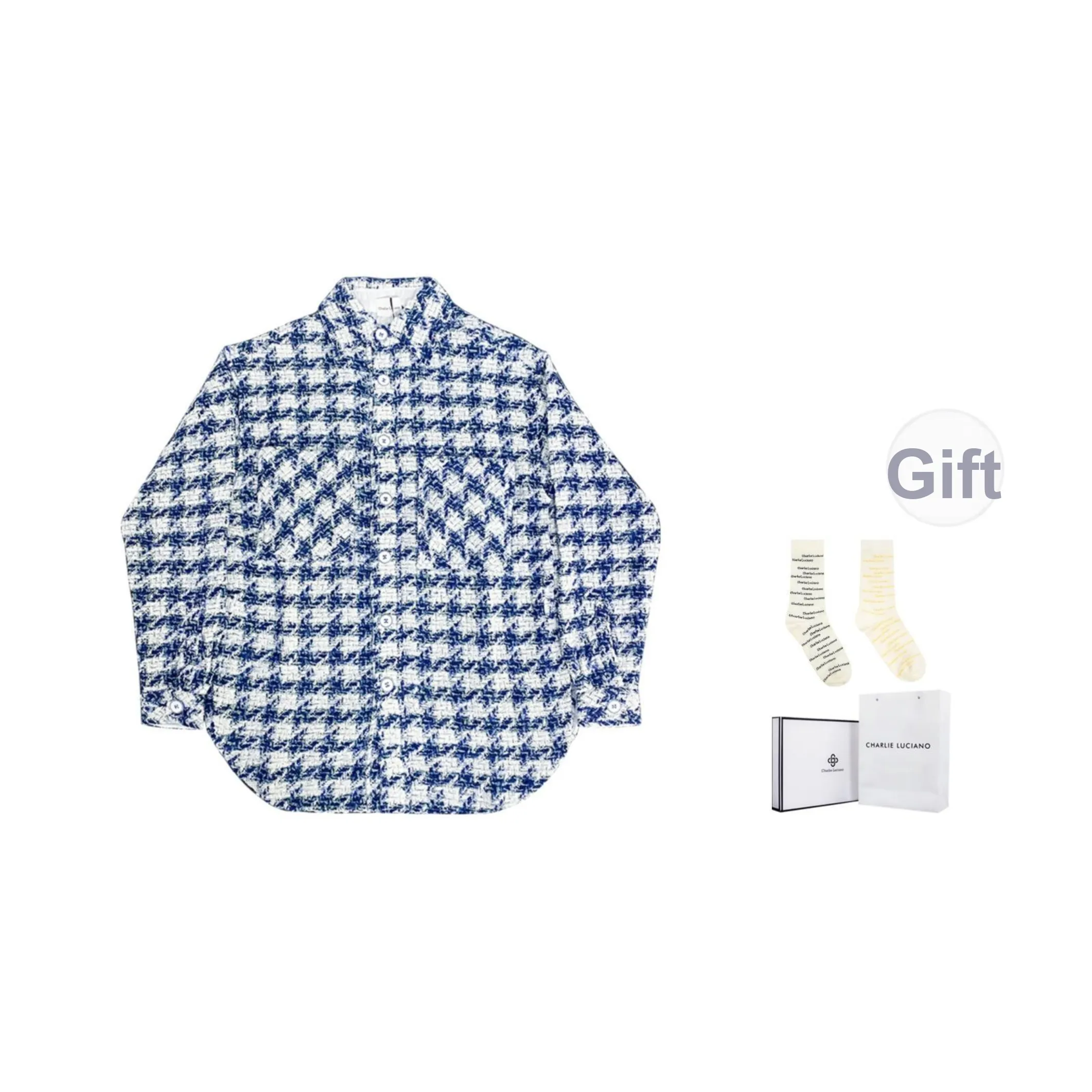 Charlie Luciano Рубашка Унисекс Синий Белый