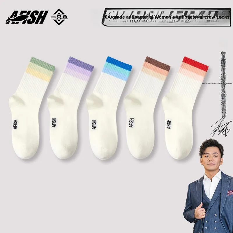 AFISH Mid Calf Socks Women's 5 Pack Shopping Bag-4