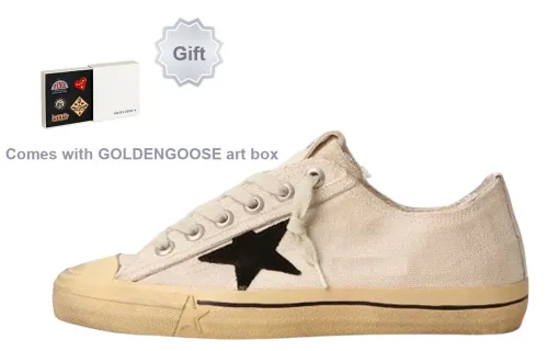 Golden Goose V-Star Canvas Shoes Women's Low-Top Off White