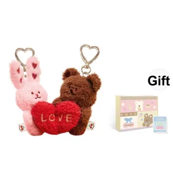 VANWALK Plush Charm Bag Accessory Unisex Pink Red Brown
