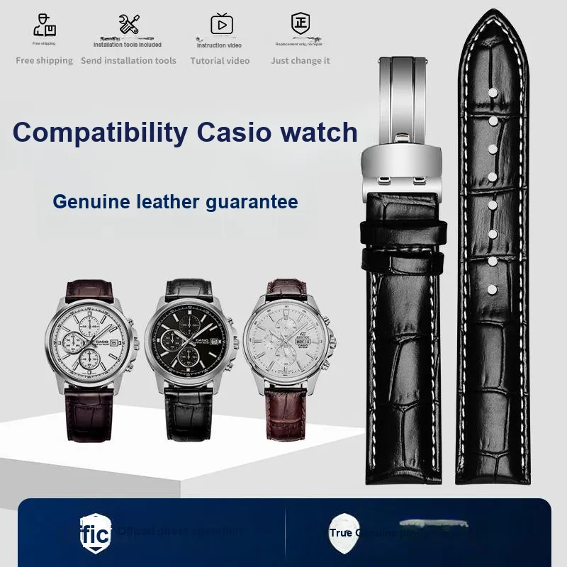 SOALFANEY Casio Compatibility Watch Band Cowhide Leather Material-3