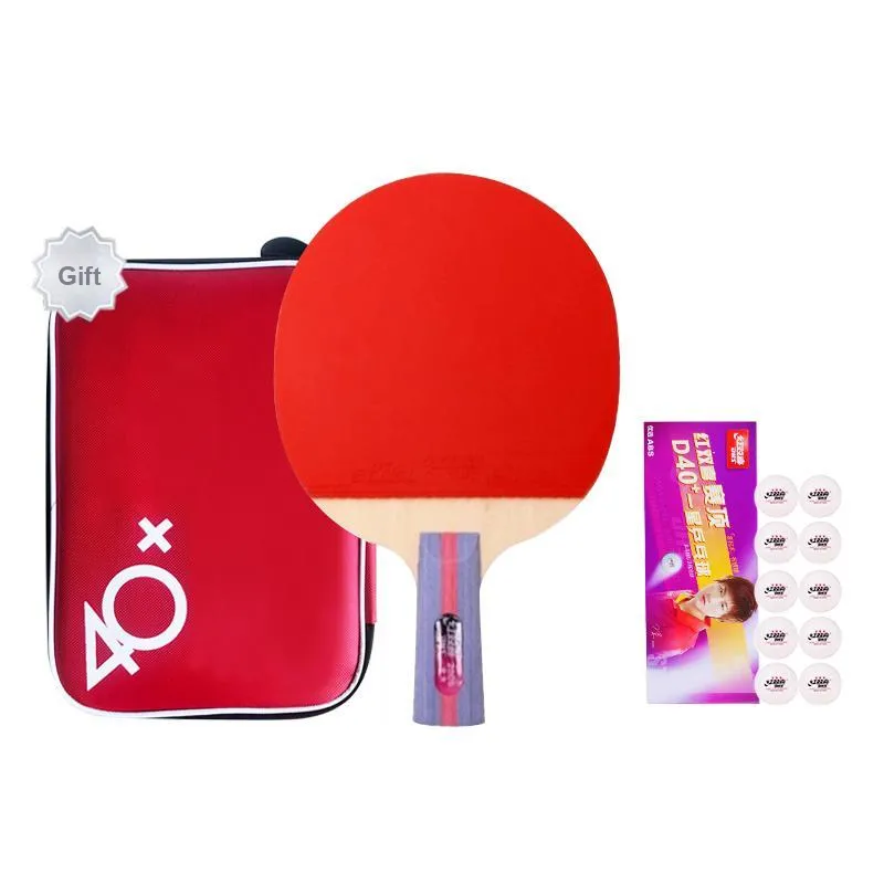 DHS Ping Pong Paddles Unisex Carbon Fiber Black/Red-8