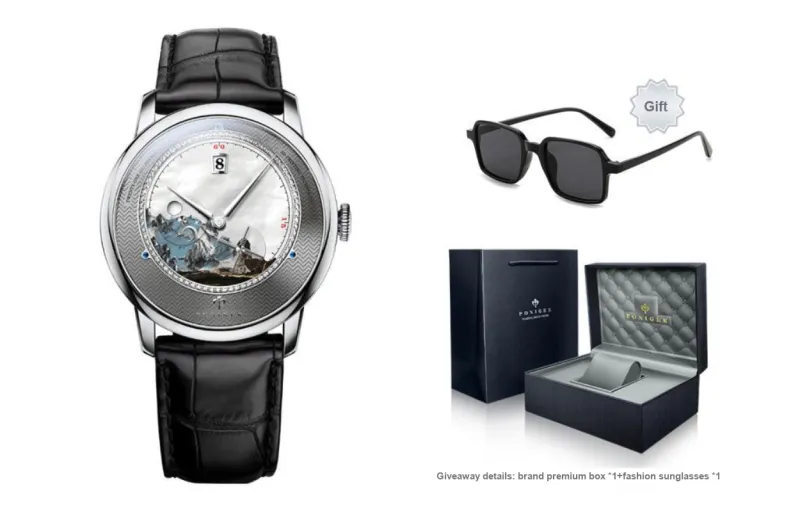 PONIGER Automatic Mechanical Movement Watch Men's Watches White Dial P7.23 A-10