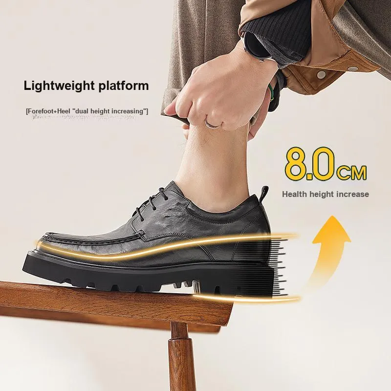 GOG Invisible Height Increasing 8cm Business Commute Dress Shoes Men's-4