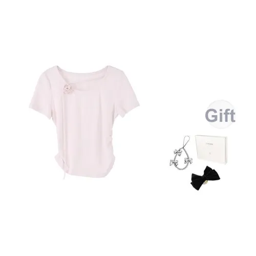 Fstudio Корейский стиль Элегантность Бант Дизайн Повседневный Короткий рукав T-рубашки Женские