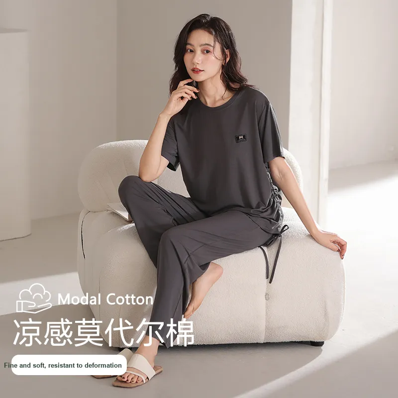 XIA.WA.ZHI.XIU Pajama Set Women's Gift Box Set Dark Gray-1