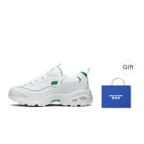 Skechers D'LITES 1.0 Anti-Slip Wear-Resistant Low-Top Casual Shoes Women's White Green